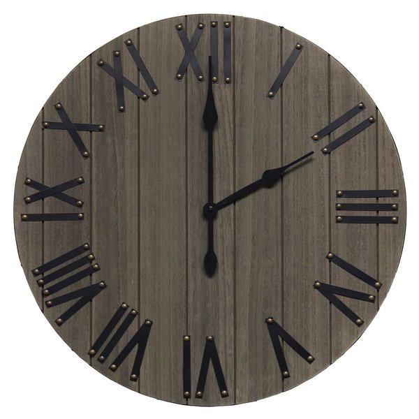 Elegant Designs Handsome 21" Rustic Farmhouse Wood Wall Clock, Rustic Gray HG2004-RGY